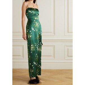 Reformation Frankie Silk 12 Dress in Buena Green Floral Maxi